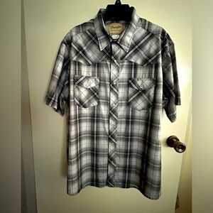 NWOT Wrangler Western Shirt Men’s Size 2XL Pearl Snap Buttons Black Gray…​​​